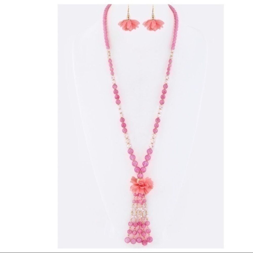 Deal ‼️3 for $20‼️ Mix Bead Flower Tassel Long Necklace Set